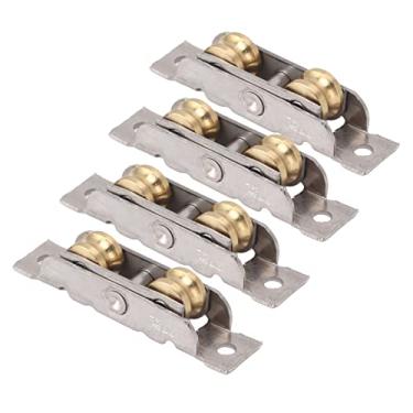 Imagem de Yosoo Health Gear Conjunto Deslizante do Rolo da Porta do Pátio de 4 Pces, Conjunto de Aço Inoxidável do Rolo da Roda do Rolamento de Esferas de Cobre para Portas de Vidro Portas Deslizantes e (Roda