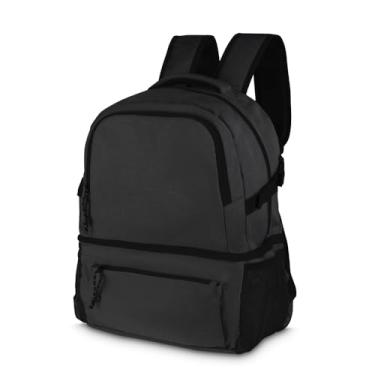 Imagem de Mochila Térmica 8,5L com Compartimento Isolado – Bolsa em Poliéster 300D com Revestimento Interno em PEVA, Bolso Frontal e Laterais, Alças Acolchoadas – Ideal para Marmita, Viagem e Academia (Preto)