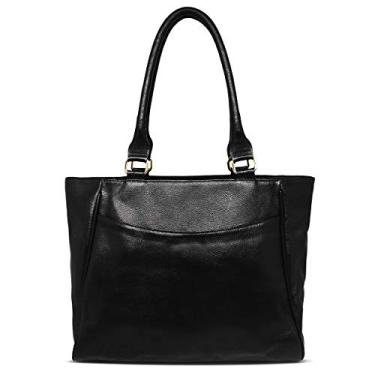 Imagem de Bolsa Feminina Couro Legítimo Luana Design Estruturado (Preto)