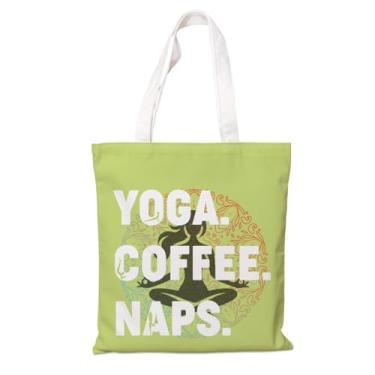 Imagem de Bolsa de lona moderna – cochilos de café, bolsa feminina de algodão, estética, bolsa de compras reutilizável, sacolas de lona para viagens, escritório, praia, treino, presentes modernos para mulheres