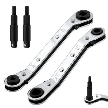 Imagem de 2 peças chave de serviço HVAC CT122 grande e pequena, chave de refrigeração AC com 2 chaves catraca quadrada de conversão de parafuso CT-122E para ferramenta de reparo doméstico diário