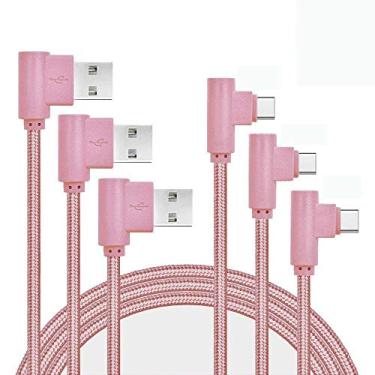 Imagem de Cabo USB tipo C CTREEY 90 graus, pacote com 3, 0,9 m, 1,8 m, 3 m, cabo longo trançado de nylon, carregador USB tipo A para C, MacBook LG G6 V20 G5Google Pixel Nexus 6P Nintendo Switch Samsung Galaxy