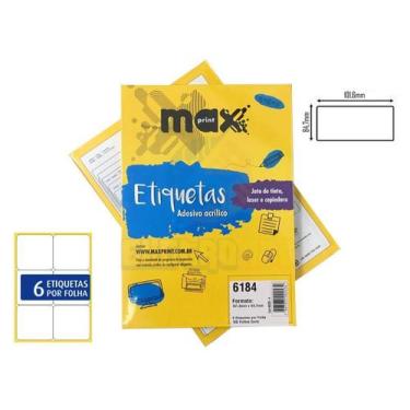 Imagem de Etiqueta Auto Adesiva Papel Carta 6 Etiquetas por Folha Pacote com 100