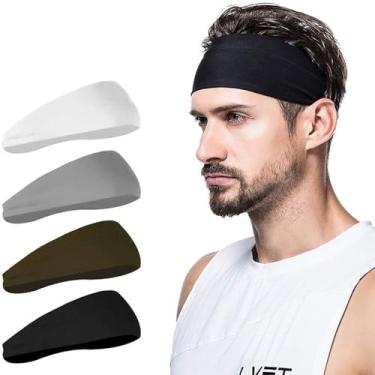 Imagem de Bandanas de corrida para homens, faixas de suor esportivas, masculinas, para treino, fitness, adequadas para academia, ioga, pacote com 4, multicoloridas