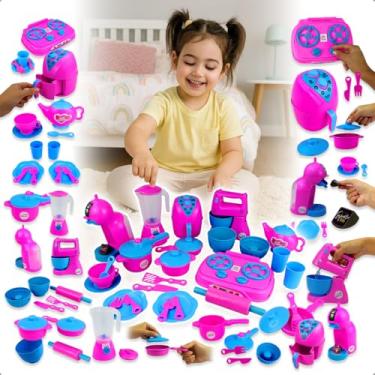 Imagem de Kit Cozinha infantil Eletrodomésticos 10 Peças com Liquidificador e Cafeteira Interativa