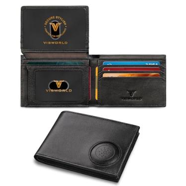 Imagem de VISWORLD Carteira masculina com suporte para AirTag, carteira de couro de flor integral para Apple Air Tag, carteira masculina com 2 documentos de identificação, 13 compartimentos para cartão, Preto