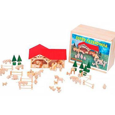 Imagem de Brinquedos Educativos Super Fazendinha 45 Peças em Madeira