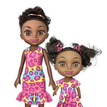 Imagem de Boneca Juju Mommy, Conjunto Mamãe e Filhinha, Bonecas Negras com Acessórios, Brinquedo Infantil