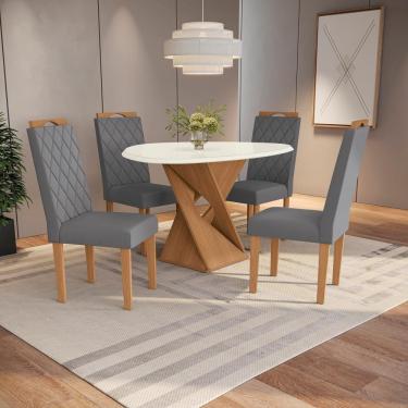 Imagem de Conjunto Sala De Jantar Luna Kappesberg 4 Cadeiras Veludo Titanio