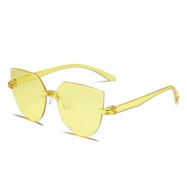 Imagem de Óculos de Sol Femininos Sem Armação, em Lentes de Gelatina Transparentes, Modelo Ocean Piece, Cor Candy, Tamanho 6, Amarelo