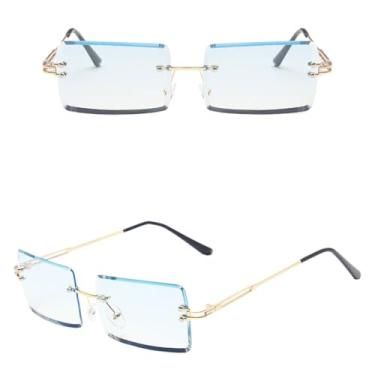 Imagem de Óculos de Sol Femininos Quadrados Rosa e Roxo com Lentes Retangulares Pequenas, T13