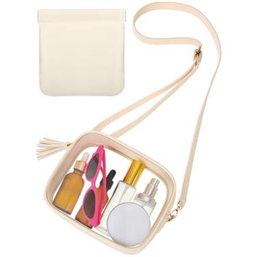 Imagem de Amylove Bolsa transparente aprovada para estádio pequena bolsa transversal com bolsa para homens mulheres para shows eventos esportivos, Branco, Bolsa