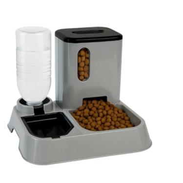 Imagem de Comedouro e Bebedouro Automático 2 em 1 – Alimentador Inteligente para Cães e Gatos com Reservatório de Ração e Água, Design Moderno e Fácil de Limpar(Cinza)