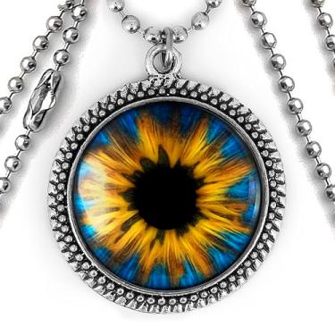 Imagem de Colar de globo ocular de fantasia - acessório colorido para cosplay, pingente de olho feito à mão, bijuteria de fantasia de Halloween - 248-E-RN, Large, Metal, Sem Pedra Preciosa