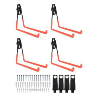 Imagem de MAVIS LAVEN Ganchos Pesados para Garagem, Pacote Com 4 Organizadores de Parede Com Instalação por Encarte para Escadas, Esquis, Equipamentos Esportivos e Ferramentas de Jardim (Tamanho Grande)