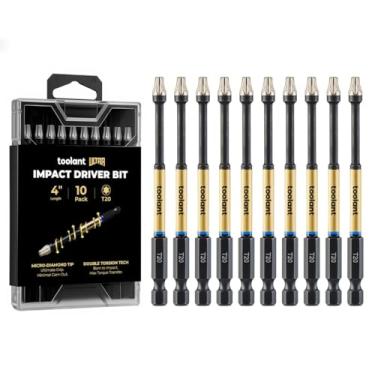 Imagem de toolant Bits Torx de 10 cm ultra impacto pacote com 10 (T20), haste hexagonal de 1/10.2 cm, broca estrela de aço para parafusamento S2, pontas usinadas CNC, com caixa de armazenamento