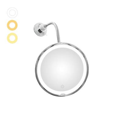 Imagem de Espelho de maquiagem JiBen Flexível com Ampliação de 10X Iluminado por