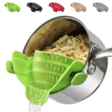 Imagem de Coador de silicone com clipe atualizado, escorredor de mãos, utensílios de cozinha, resistente ao calor para massa, espaguete, carne, graxa, serve para panelas, tigelas, verde