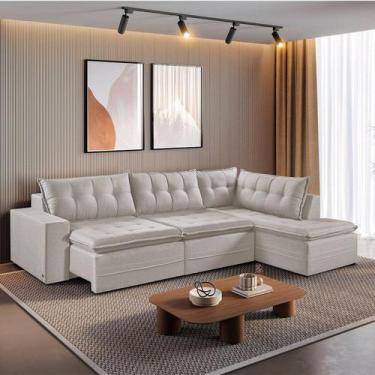 Imagem de Sofá Retrátil 6 Lugares 296cm com Chaise a Direita de 91cm Presidente 