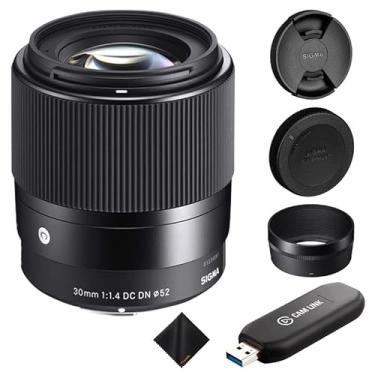 Imagem de Sigma Lente DN DC contemporânea de 30 mm F1.4 para câmera Sony E-Mount APS-C Mirrorless - Lente Prime grande angular profissional com dispositivo de captura HDMI Elgato Cam Link 4K para transmissão e