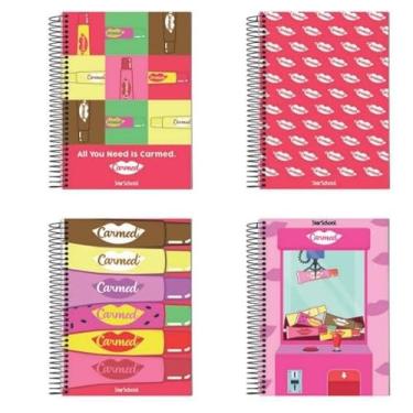 Imagem de Starschool – Caderno Universitário Capa Dura CARMED | 10 Matérias, 160 Folhas c/Bolsa Plástica Exclusiva | Laminação Brilhosa, Adesivos e Miolo Personalizado