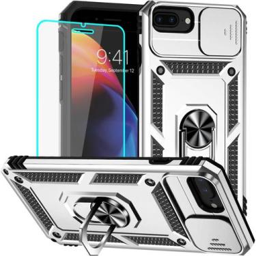 Imagem de Capa HNHYGETE para iPhone 8 Plus com protetor de tela prateada