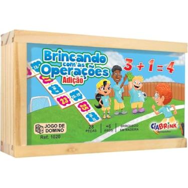 Imagem de Dominó Adição em Madeira 28 Peças, para Crianças +4 Anos, Embalagem Caixa Madeira, Ciabrink