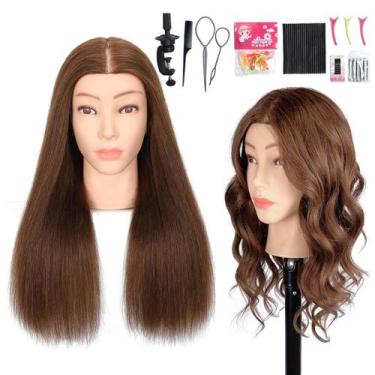 Imagem de Mannequin Head MQHIHI Human Hair 22-24" para penteado