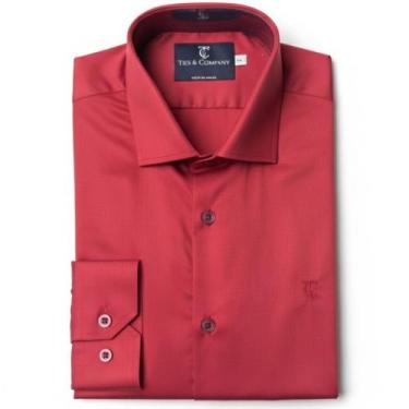 Imagem de Camisa Social Masculina Vinho de Fibra de Bambu - Sofisticação e Perso