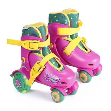 Imagem de Patins Barney Trainer – Rodas iluminadas, rolamentos ABEC 5, material de PVC durável, forro de espuma para sapatos, perfeito para diversão ativa e aventuras