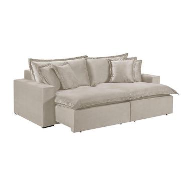 Imagem de Sofá 2 Lugares Retrátil Encosto Fixo M-145 Veludo Martins Creme