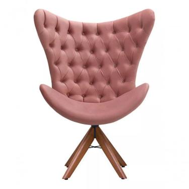 Imagem de Poltrona Decorativa 1 Lugar Afrodite Suede Capitone Pe Palito Unidecor Rosa
