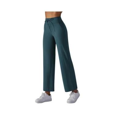 Imagem de Calça Feminina Cintura Alta e Perna Larga - Soltinha, com Bolsos, para