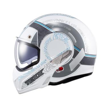 Imagem de Kit Capacete Texx Esc Strategos Topográfico Branco Azul Com Luvas New Strike V2 5Xl - Proteção E Estilo Para Motociclistas