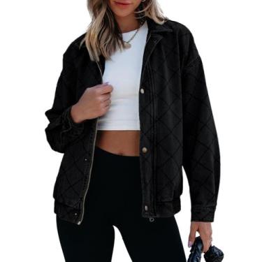 Imagem de Jaqueta jeans feminina Sidefeel, manga comprida, tamanho grande, preta