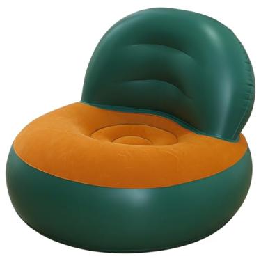 Imagem de Sofá inflável de PVC com armazenamento dobrável, confortável sofá preguiçoso para uso único, reclinável em forma de L, enchimento rápido ideal para acampamento e praia