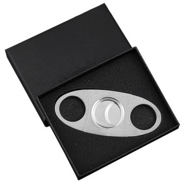 Imagem de LUMINFLY Lâmina dupla de aço inoxidável Hannicook, precisão V para charutos de grande diâmetro, abertura de 22 mm, caixa de presente incluída, amantes de charutos ideal para
