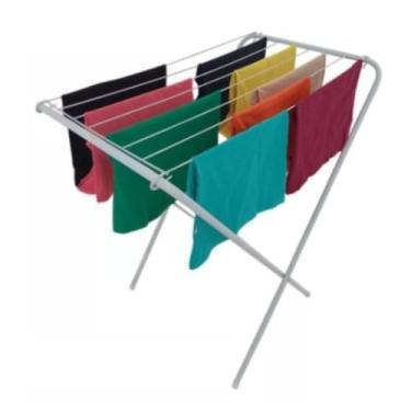 Imagem de VARAL DE CHÃO AÇO DOBRÁVEL PORTÁTIL (VARAL BRANCO SEM ABAS)