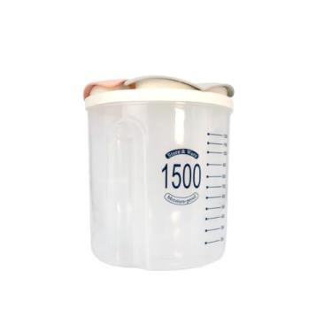 Imagem de Pote Plástico de Armazenamento com 3 Divisórias, PP Livre de BPA, 1,5 Litros, Transparente, 16x20x16cm, para Alimentos Secos