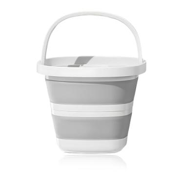 Imagem de NYTKL Balde dobrável, banheira quadrada dobrável de 2,6 galões/10L, banheira de lavar leve, cesto de lavagem multiuso para lavagem de carro ao ar livre em casa, balde de esfregão portátil para areia