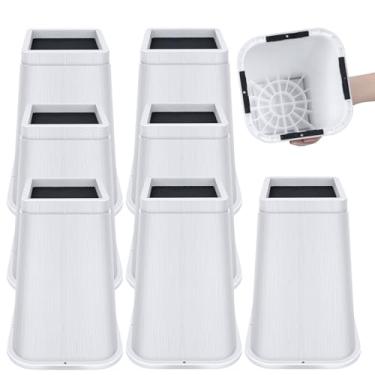 Imagem de MCXYEM Elevadores de cama resistentes de 20 cm, elevadores de móveis ajustáveis, suportes de elevação antiderrapantes para camas/sofás/sofás, design quadrado durável com espaço de armazenamento