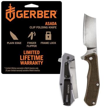 Imagem de Gerber Faca de bolso Gear Asada EDC dobrável para acampamento, caminhada e sobrevivência, Olive-Micarta