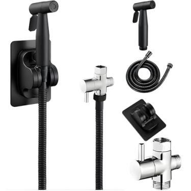 Imagem de LUMINFLY Conjunto de pulverizador de bidê de vaso sanitário de aço inoxidável, pressurizado com mangueira de 1,5 metro, configuração sem perfuração