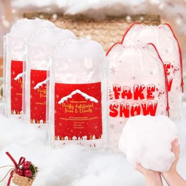 Imagem de Decoração de Natal de neve falsa 1560 g/55 oz neve artificial fofa para mesa de manto faça você mesmo, apresentações de árvore de Natal de presépio de aldeia, algodão macio, neve falsa e nuvens para