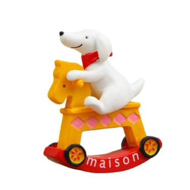 Imagem de Escultura de jardim Cachorro fofo em resina de cavalo de balanço 4,8 × 5,6 cm