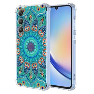 Imagem de WEIOUHR Capa para Galaxy A55 5G Samsung A55 5G Transparente TPU Macio Pena Verde Design em Relevo, Resistente a Choques Capa Protetora Leve, para Samsung Galaxy A55 5G (Verde Pavão)