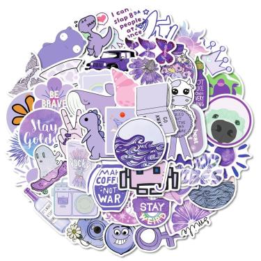 Imagem de Pacote de adesivos, grafite roxo, 50 unidades de vinil fofo de desenho animado