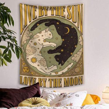 Imagem de Tapeçaria pendurada na parede Sun and Moon Cat Tarot, 150x130cm - yiwe
