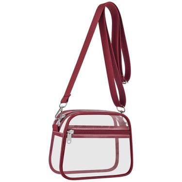 Imagem de USPECLARE Bolsa transparente para eventos em estádios, bolsas transparentes para fãs de esportes, bolsa transversal transparente para shows e festivais, Vermelho rosa, Large