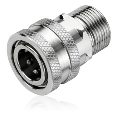 Imagem de Senlinyu Adaptador de mangueira de lavadora de pressão, conexão rápida M22-14 mm a 3/8, 5000 PSI, aço inoxidável, para pistolas de lavadora de pressão mangueiras bombas (M22-14 mm a 3/8)